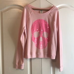 Pink skull size medium sweat shirt